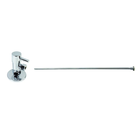 Westbrass Brass Toilet Kit 1/4-Turn Round Angle Stop 1/2" Copper x 3/8" Comp in Polished Chrome D105QRT-26